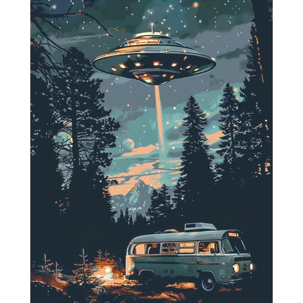 Tucocoo Starry UFO DIY Paint by Numbers for Adults Bus