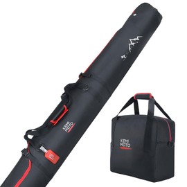 KEMIMOTO Ski Bag and Boot Bag Combo, Snowboard Bag Padded Ski Bags for Air Travel, Snow Ski Bags Fit Skis Up to 200cm, Ski Double Bag Combo, Red