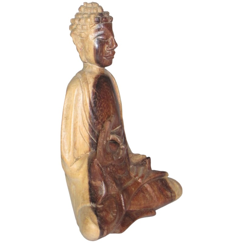 Brave Wings Hand Carved Wooden Decoration ~ Meditating Man 10.5cm