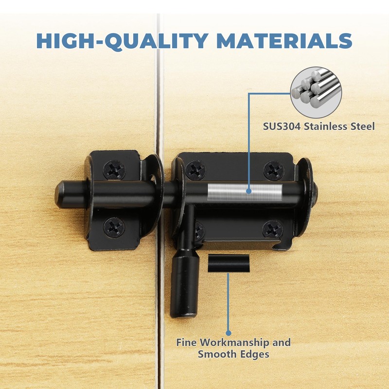 Door Lock with Padlock and Barrel Latch, Stainless Steel Security
