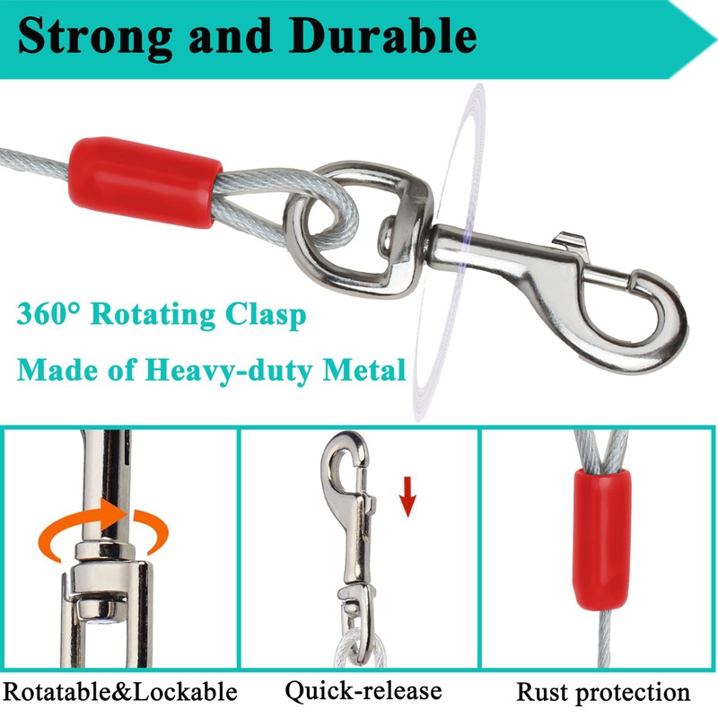 ZENGSUSU Tie Out Cable for Dogs Up to 200lbs, Water