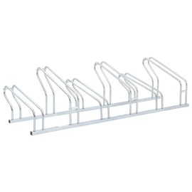 vidaXL Galvanized Steel Bicycle Stand - Floor Bike Rack, Freestanding, Space-Saving, 6-Bike Capacity, Includes Mounting Accessories, Indoor/Outdoor Use, Silver, 64.6"x16.1"x16.5"