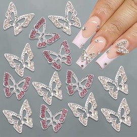 20PCS Star Nail Charms for Nail Art 3D Silver Alloy Nail Art Rhinestones Shiny Starlight Crystal Nail Gems for Nails Diamonds Stars Nail Decorations for Women Girls Manicure Supplies DIY