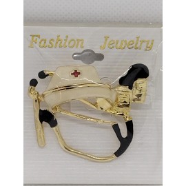 Fashion Jewelry Vintage NOS Nurse Doctor Gold Tone  Fashion Costume Pin Brooch Jewelry Medical