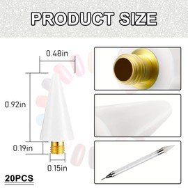 WOKOTO 20 Pieces White Wax Replacement Head Tips For Rhinestone Picker Tool, Nail Rhinestones Picker Wax Tips Nail Dotting Pen To Pick Up Gem Jewelry, Replacement Wax Head Tips For Rhinestone Tool