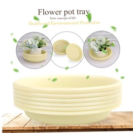 FUNOMOCYA 6pcs Light Yellow Round Resin Pot Tray Saucer for Textured Base Prevents Sliding for Gardening