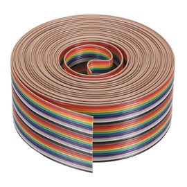 MECCANIXITY 1 Pcs 30Pin Flat Rainbow Ribbon Cable 20 Ft 1.27mm Pitch Breadboard Jumper Wires for Electronic Projects