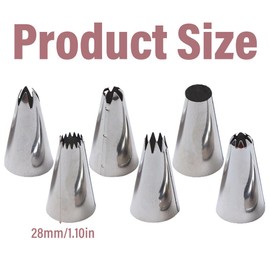 Pack of 6 Professional Icing Nozzles Large for Decorating Cakes, Cupcakes, Churros, Donuts, Nozzles Compatible with Piping Bag/Piping Bag, Baking Accessories