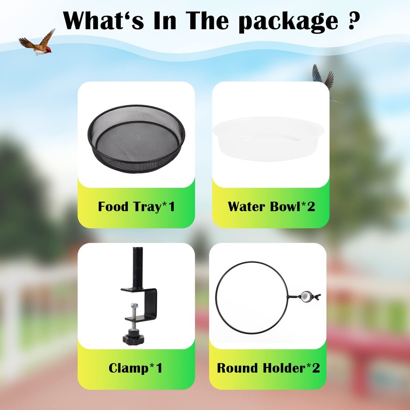 HRAYLTOP Deck Bird Feeders with Metal Mesh Tray and 2