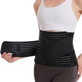OWNKING Postpartum Belly Band, Adjustable Abdominal Binder with Upgraded Lumbar Support, Post Surgery Belly Wrap, Double Compression Natural Delivery & C Section Recovery Waist Pelvis Belt, L/XL