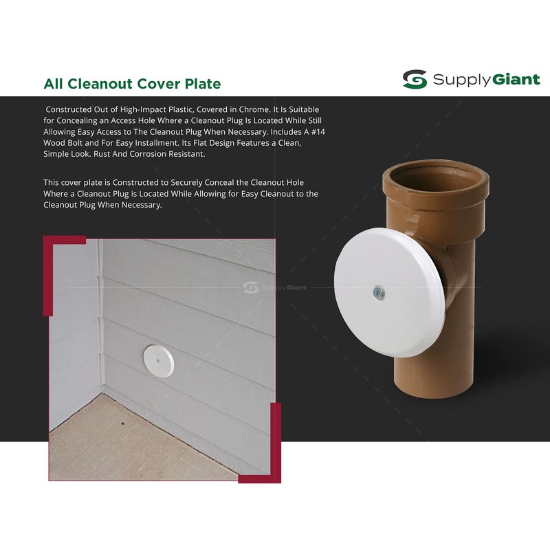 Supply Giant Wall Cleanout Cover Plate, 7-1/4-Inch, Plastic
