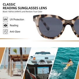 zooxsky 2 Pack Reading Sunglasses for Women Classic Reader Sunglasses Outdoor Full Lenses Magnifying Sun Readers UV Protection（BK+ST 2.50）