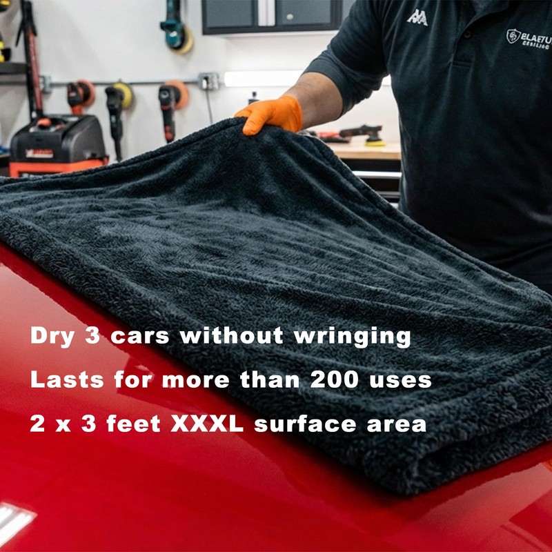 24"x36" Twisted-Loop Car Drying Towel, 1300GSM, Microfiber Towels for Cars,