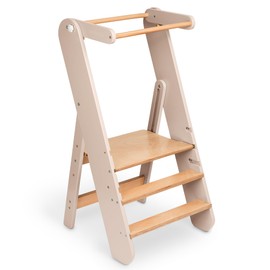 Comfy Cubs Kids Step Stool for Ages 3+, 3 Height Adjustable Toddler Tower, Montessori Furniture Designed in The US - Toddler Standing Tower for Kitchen Sink & Bathroom Access - Blush