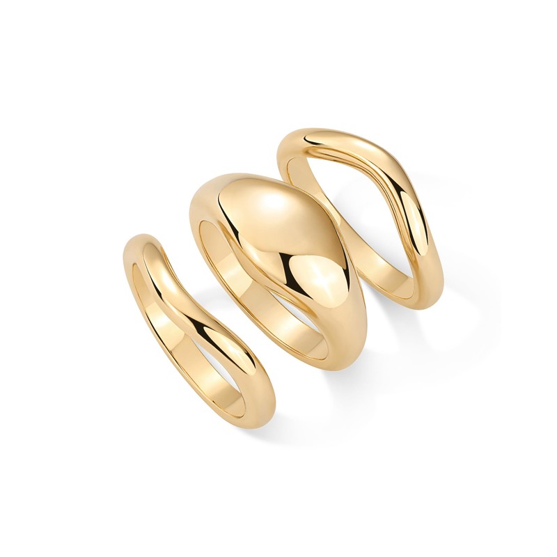PAVOI 14K Yellow Gold Plated Stackable Rings Set for Women