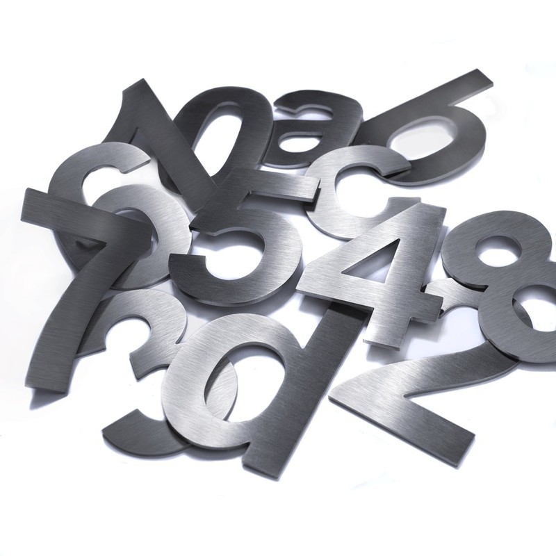 Metzler Stainless Steel House Number, V2A Stainless Steel Coarse Polished,