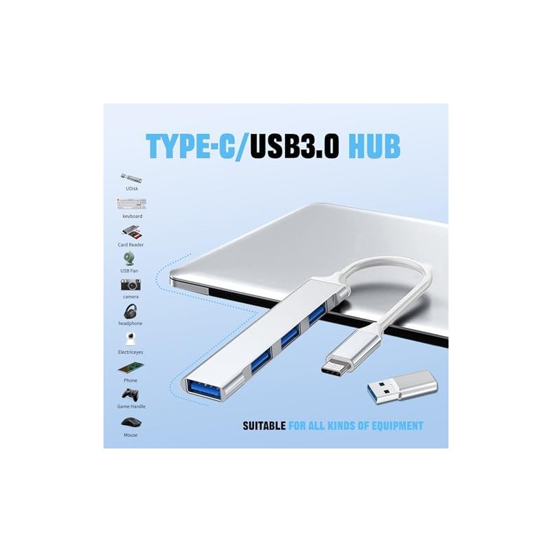 La Brodée Hub USB C, 4 Puertos Mini USB con