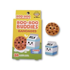 Boo Boo Buddies Kids Adhesive Bandages, Kids Self-Adhesive Sterile Bandages Pack for Toddler Girls & Boys, Adults First Aid, Protect Scrapes and Cuts | 24 Pcs (Cookie + Milk)