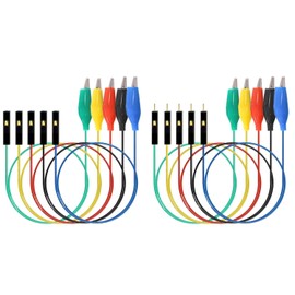 Makeronics Alligator Clip to Breadboard Jumper Wires, 10pcs 12 inch, 22AWG Test Lead, Alligator to Male and Female Jumpers for Multimeters, Microbit, LED Strips, Arduino,Breadboard,Raspberry Pi