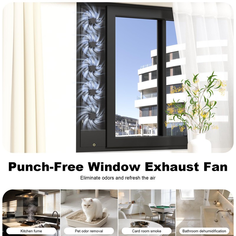 QJSZMEI Vertical Window Fan for Sliding Windows (45~50cm/17.8~19.7in)