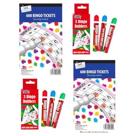 Mysterial Ultimate Bingo Game Set 1200 Just Stationery Jumbo Bingo Tickets & 6 Bingo Dabbers (Red, Blue, Green) – Perfect for Bingo Nights, Charity Events, and Family Fun!