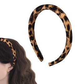 MXXGMYJ Leopard Print Headband Headbands for Women Girls Hairband Velvet Headband Fashion Leopard Hair Hoop Head Band Wide Fabric Head Bands for Thick Hair Accessories Padded Headbands 2cm