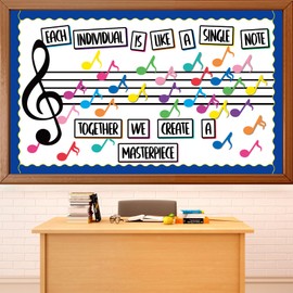 Music Themed Bulletin Board Set Musical Notes Classroom Bulletin Board Decorations Colorful Music Notes Cutouts for Kids School Classroom Chalkboard Wall Back to School Decor