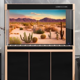 Desert Reptile Habitat Background Arid Landscape of Hot Sahara Desert Terrarium Background Desert Cacti and Sand with Dunes Aquarium Background Natural Hot Desert Fish Tank Background Vinyl 36x24in