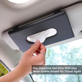 1 PCS Car Tissue Holder, Black Tissue Box Holder, Tissue Holders Sun Visor Hanging Paper Towel Clips Holder, Multifunctional Black Car Tissue Face Mask Box for Sun Visor Seat Door
