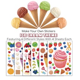 STWIE Make Your Own Stickers 24sheets Make a Face Stickers Book for Kids Sticker Faces for Girl Boy at Home,Party Favors Travel Activities DIY Summer Ice Cream Stickers for Birthday