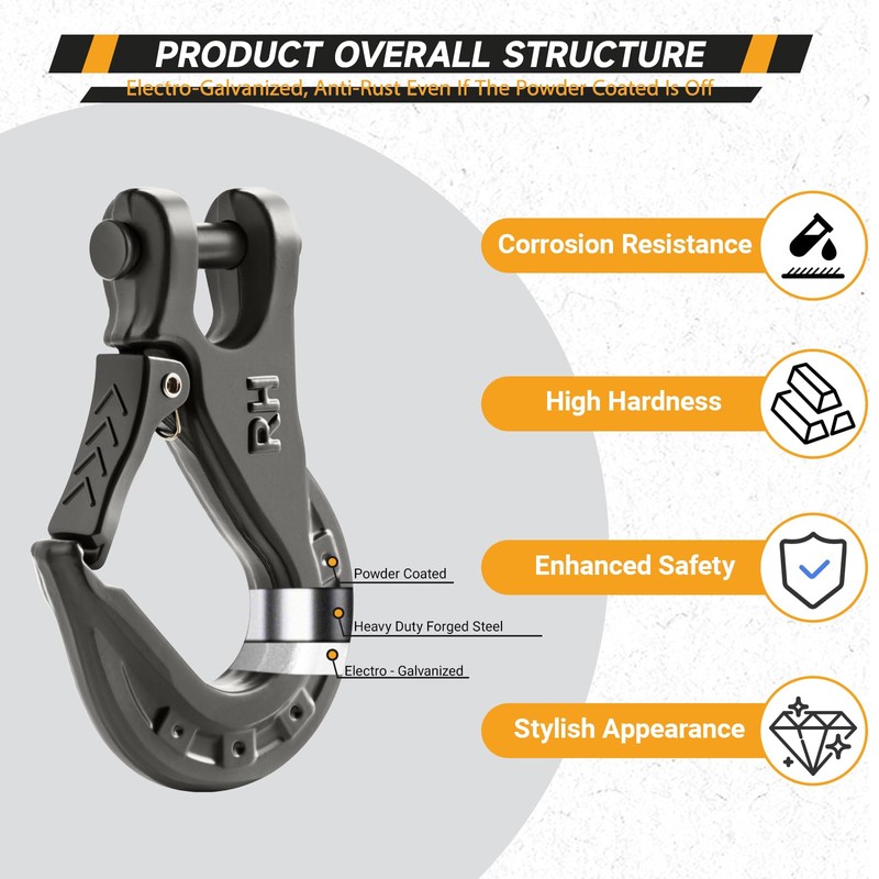Winch Hook 3/8'' Max 35,000 Lbs, Forged Steel Winch Hook