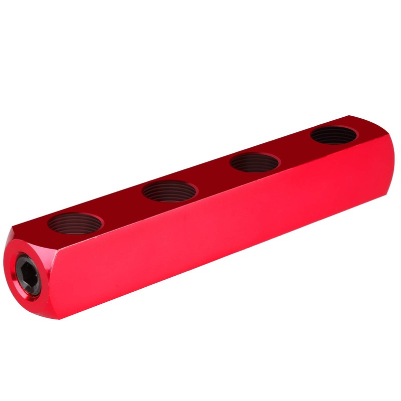 Hromee 4-Way Straight Air Manifold 5 Ports Aluminum Industrial Pneumatic