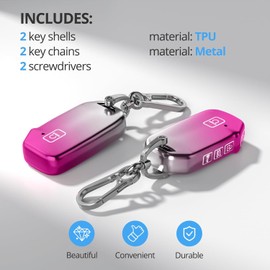 2Pack For Kia Key Fob Cover With Keychain. TPU Soft Shell Full Protection.Compatible With Kia K5 Forte Sportage Soul Seltos Telluride Sorento (Gradient pink, Model-2)