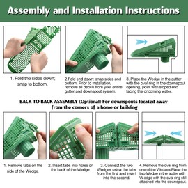 Nuanchu 4 Pcs Wedge Downspout Screen Gutter Guard Downspout Filter Gutter Leaf Debris Guards Filter Strainer for Leaves and Debris (Green)