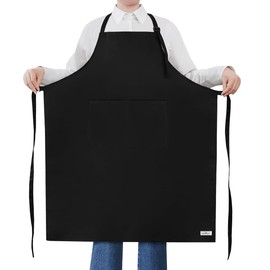 ROTANET Extra Large Aprons for Men Adjustable Bib Aprons with 2 Pockets Cooking Kitchen Bbq Grilling Big Apron for Women Chef Water & Oil Resistant Black