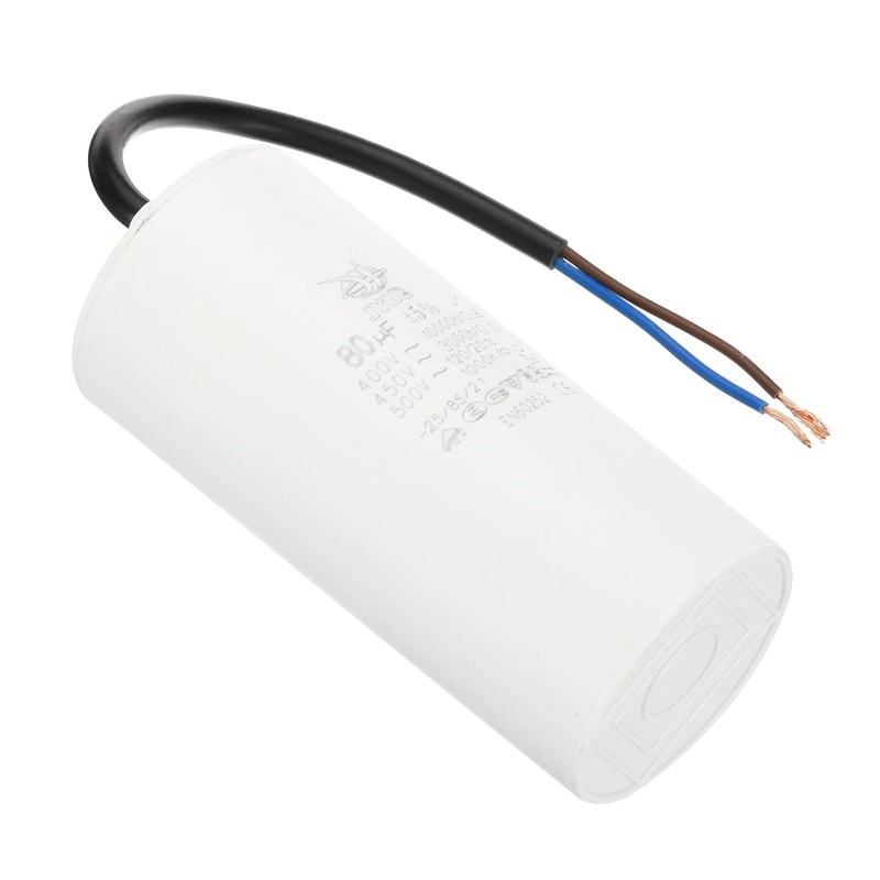 PATIKIL CBB60 80uf Running Capacitor,1Pcs AC 450V 2 Wires 50/60Hz