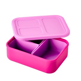 LunchBots Build -a- Bento, Platinum Food Grade Silicone Bento Box, Leak Proof, BPA Free, Oven & Dishwasher safe 28 oz Capacity - Pink