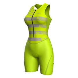Sparx Women Triathlon Suit Tri Short Racing Cycling Swim Run (Medium, Neon Flag), Neon Us Flag, Medium