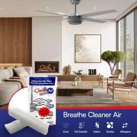 BioStrike Ceiling Fan Blade Air Filter - Dust & Allergen Catcher - Easy-Attach - Blade Filters for Any Fan Size - Reduce Airborne Particles - Made in USA (2 Pack, 4 Blade Filters Total)