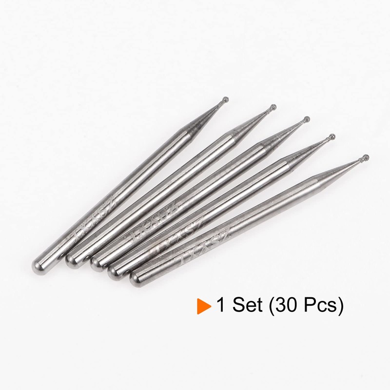 sourcing map 30pcs Diamond Grinding Burrs Carving Bits 1mm Ball