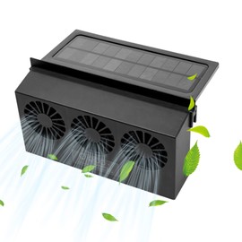 Torcarvh Car Exhaust Fan Solar Power Car Window Exhaust Fan Auto Ventilation Fan Car Radiator Cooling Fan with Three Air Outlet Car Vent Cooler Solar Vent Fan for Car(Black)