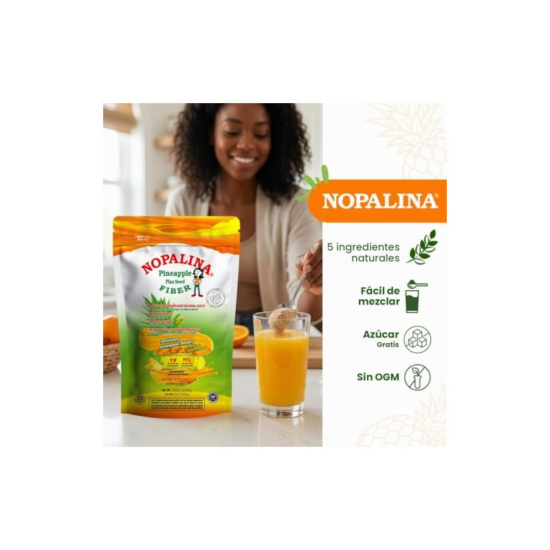 Nopalina Piña 454 g Suplemento Alimenticio de Fibra con Linaza