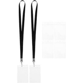 Veemoon Set de 6 Fundas para Etiquetas de Equipaje en Plástico Negro Anillo Metálico, Porta Tarjetas de Embarque Resistentes para Uso en Exteriores y Oficina