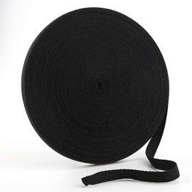 LUTER 50 Yard Twill Tape Ribbon, Herringbone Tape Ribbon Natural Cotton Webbing Tape Bias Binding Tape for DIY Crafts Sewing Supplies (Black, 1/2 Inch)