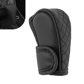 MOXRUQ Leather Car Gear Shift Knob Cover, Anti-Slip Breathable Shifter Stick Protector, Universal for Most Cars SUVs Trucks (Black)