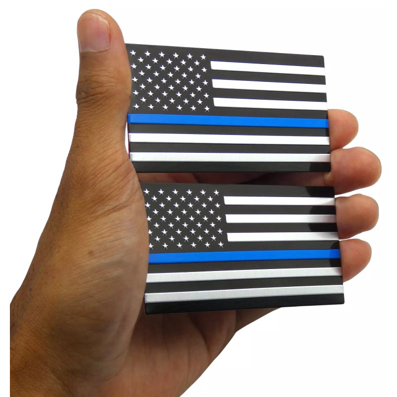 Riley Express 2x ALUMINUM Thin Blue Line Decal Sticker Car,