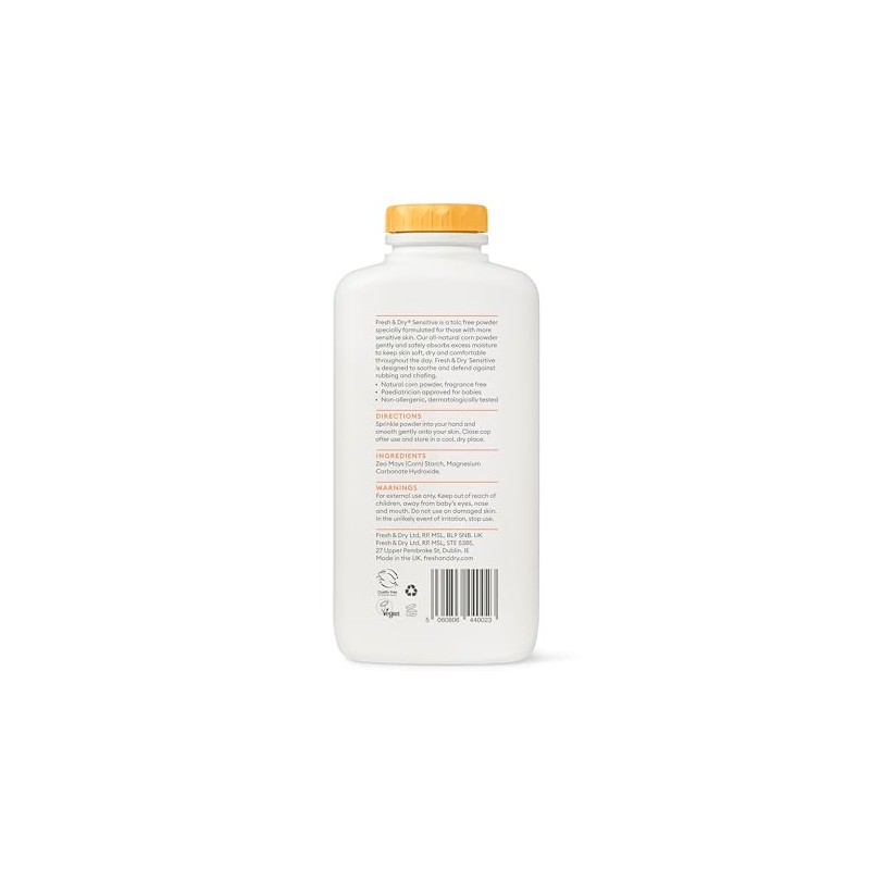 Fresh & Dry Sensitive Unscented Talc Free Body Powder 250g