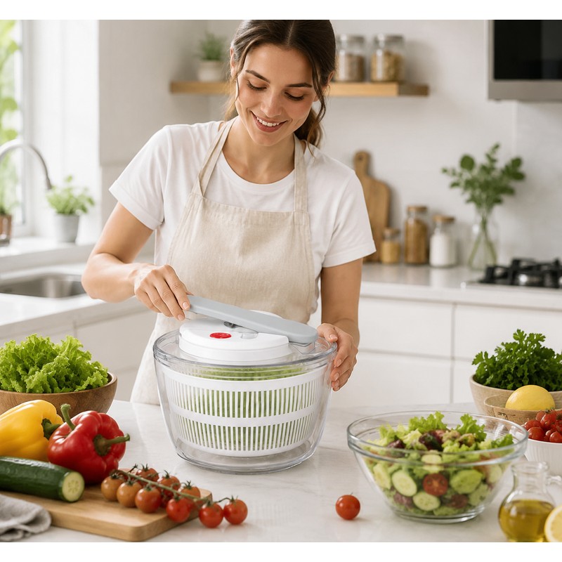 Manual Salad Spinner for Washing & Drying Vegetables – Compact