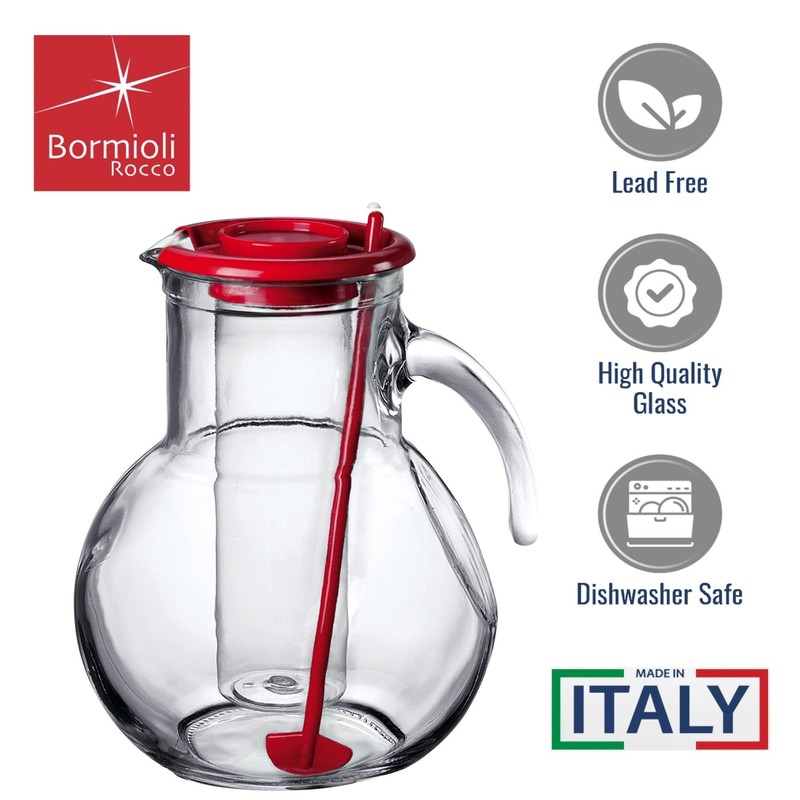 Bormioli Rocco Kufra Jug with Ice Container, Red Lid, 72