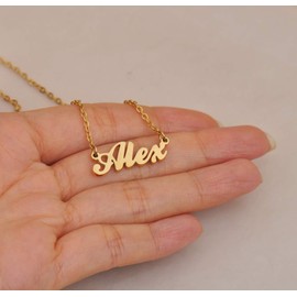 Dacing Wolf 18k Gold Plated Alex Name Necklace Stainless Steel Nameplate Necklaces Jewelry for Womens Moms